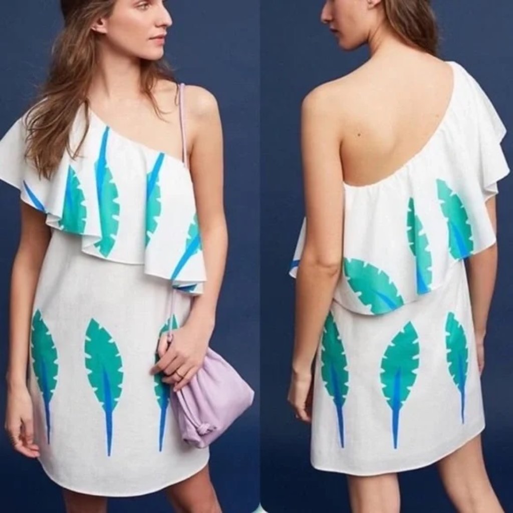 Nwt Anthropologie Corey Lynn Calter One Shoulder Caline Cotton Mini Dress Small